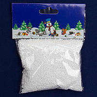 Штучний сніг, 1 упаковка, 60 г, білий, маленькі сніжинки, PPS (200886)