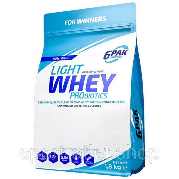 Протеїн 6PAK Nutrition Light Whey Probiotic, 1.8 кг Земляника, фото 1