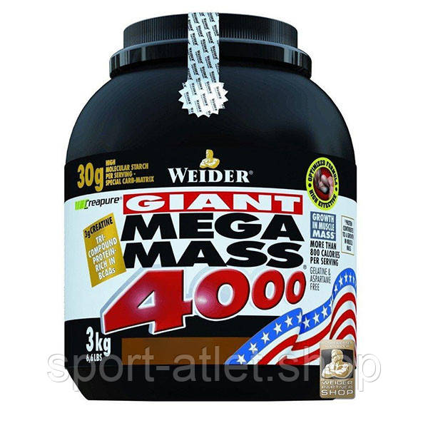 Гейнер Weider Mega Mass 4000, 3 кг - Ваніль, фото 1