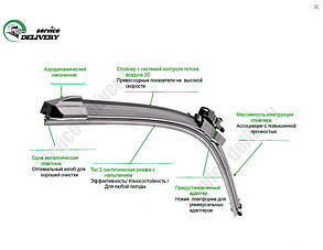 550/400мм HYUNDAI Accent 2006-2012 Valeo Multiconnection двірники Склоочисники, фото 3