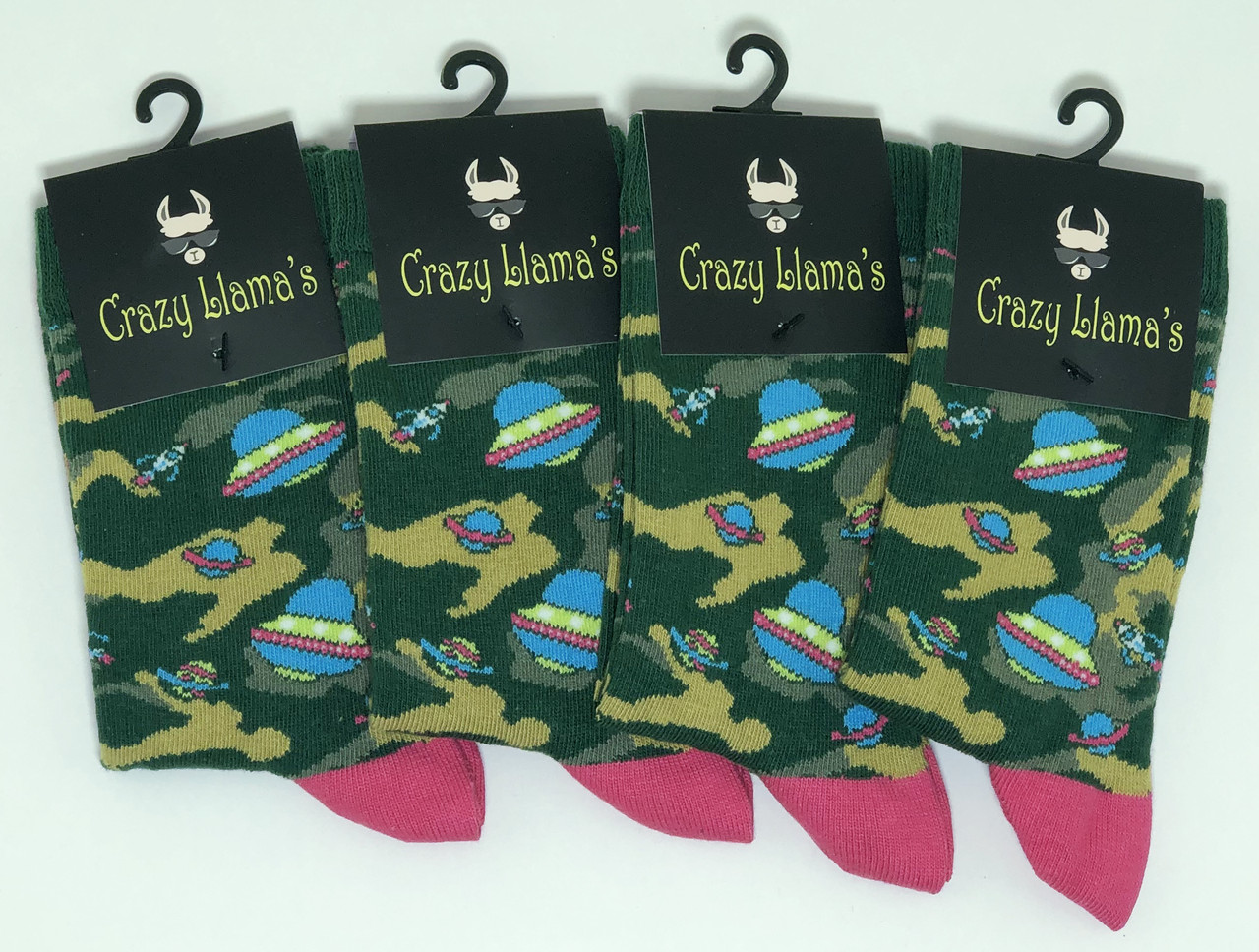 Шкарпетки Crazy Llama`s Космічні тарілки камуфляж, One size (37-42)