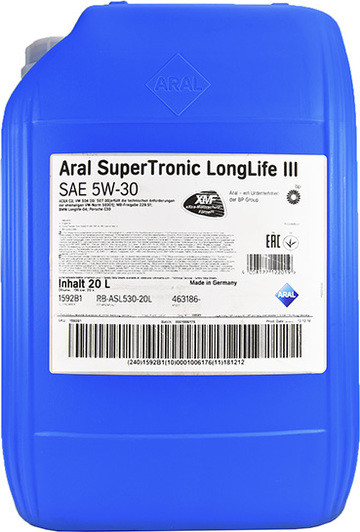 Масло МОТОРНЕ ARAL SUPERTRONIC LONGLIFE III (VW 504.00, 507.00) 5W-30 20Л