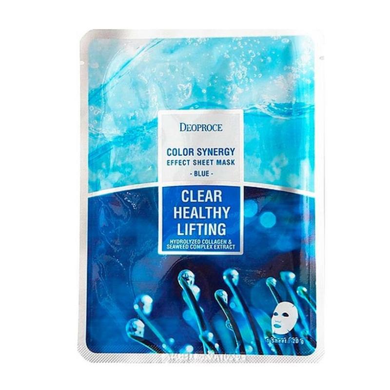 Тканинна маска Deoproc Color Synergy Effect Sheet Mask Блакитна (молочні протеїни та гніздо ластівки) 20 г