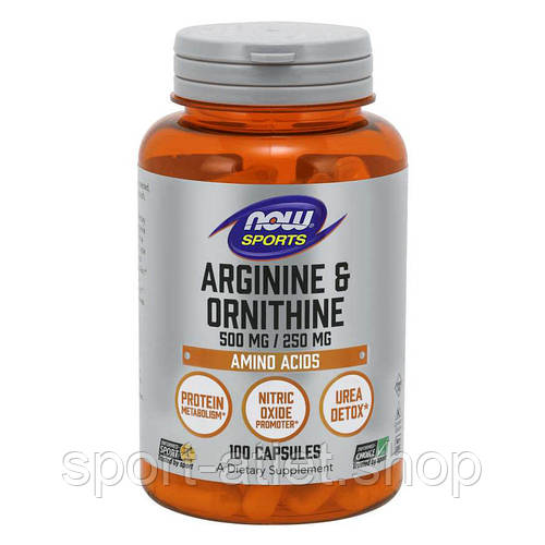 Амінокислота NOW Arginine & Ornithine, 100 капсул