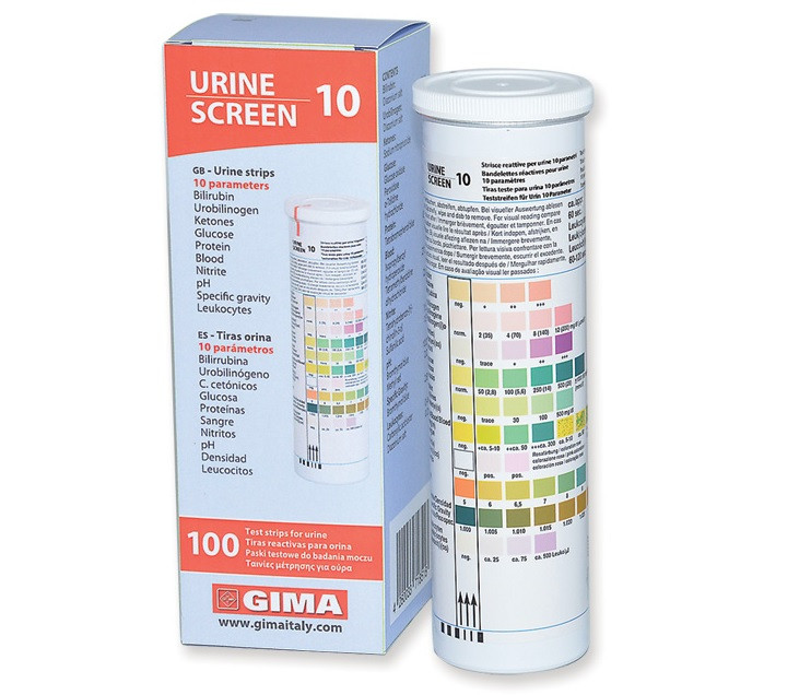 Тест-смужки URINE SCREEN для аналізу сечі, 10 параметрів, 100 шт., Італія, фото 1