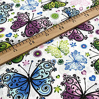 Польська бязь "Метелики великі різнокольорові на білому", фото 2