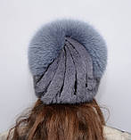 Норкова шапка жіноча хутряна на плетеній основі "Водоспад", фото 3