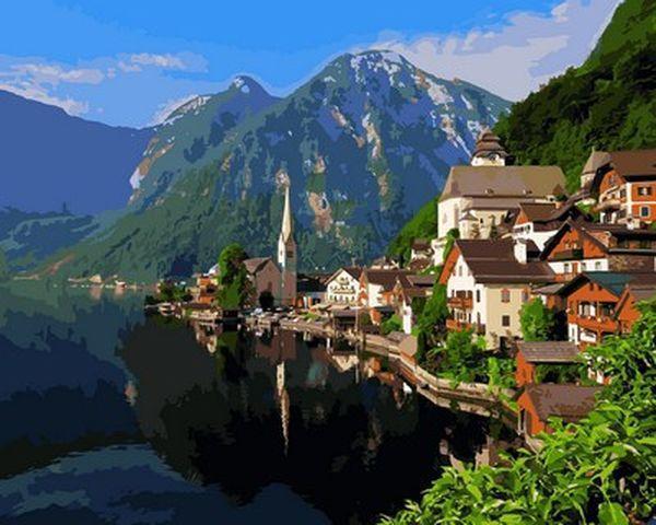 Картина за номерами 40х50 см. Mariposa Озеро Хальштеттер Австрія (Q 2179), фото 1