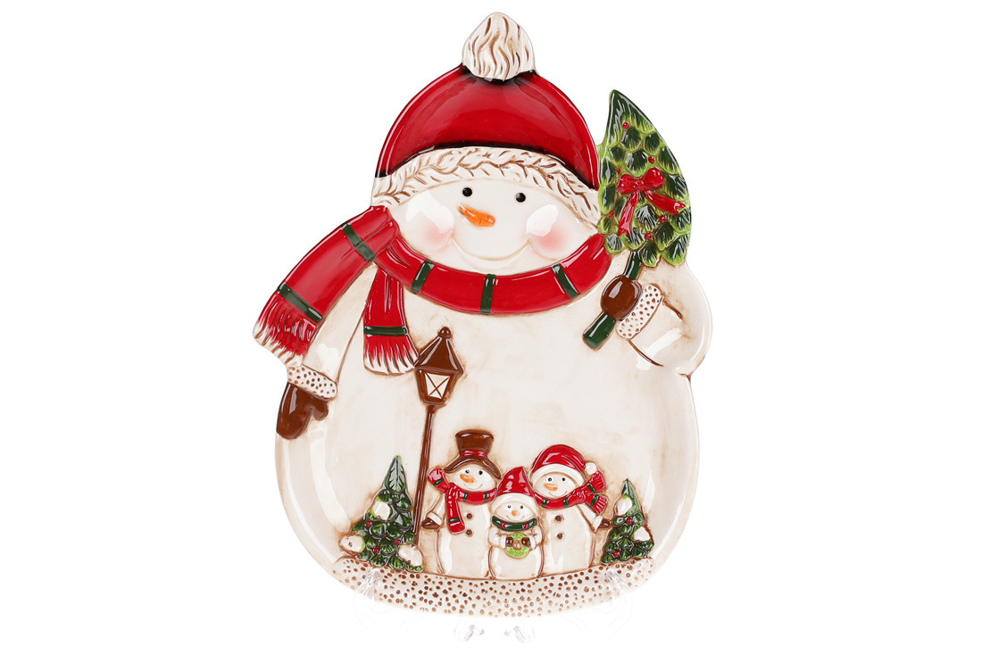 Новорічна сервірувальна тарілка Сніговики, 26.5 см (2 шт)