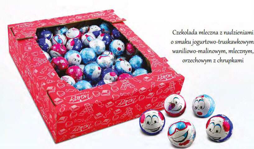 Конфеты шоколадные Baron Zimove Kule шарики в виде снеговиков 1,7 кг Польша - фото 1 - id-p1067132601