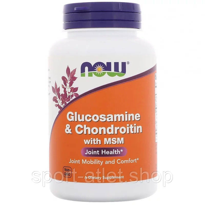 Препарат для суглобів і зв'язок NOW Glucosamine & Chondroitin with MSM, 90 капсул