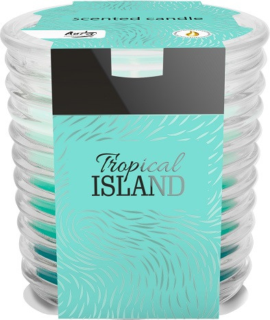 Ароматизована свічка триколірна у фактурному склі Bispol топічний острів 8 см (snw80-274)