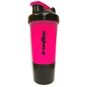 Шейкер IronFlex Shaker 500 мл з пружинкою + контейнер, Pink/Black