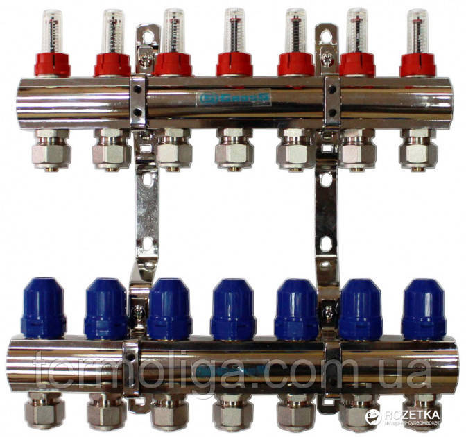 Колектор "GROSS" для теплої підлоги латунний на 7 контурів