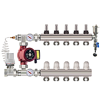 Колектор "SandiPlus" на 5 контурів у складі для теплої підлоги латунний