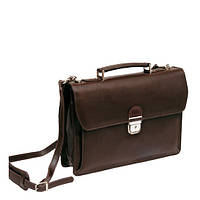 Кожаный мужской портфель через плечо деловой брендовый для документов коричневый