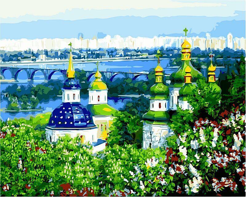 Картина за номерами 40х50 см. Babylon Києво-Печерська Лавра ранок Художник Дмитро Шкляр (VP 490), фото 1