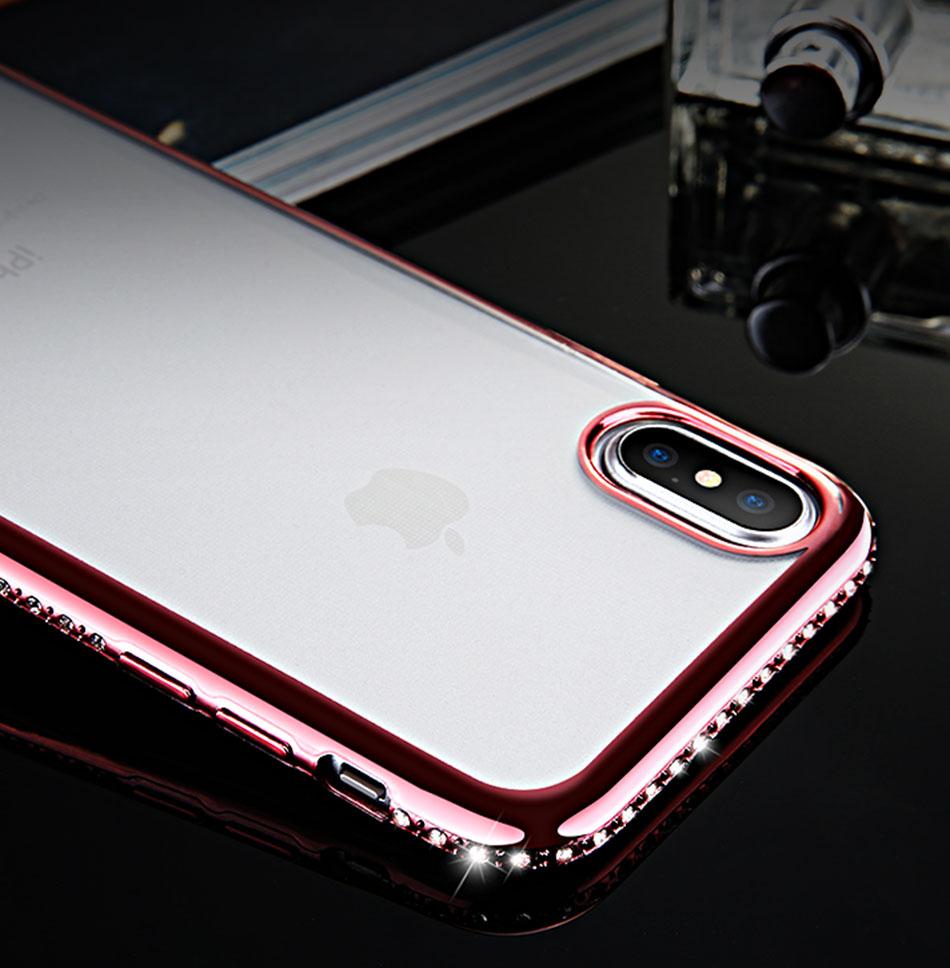 Силіконовий чохол для iPhone XS Max ободок зі стразами