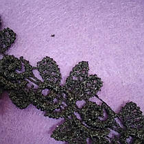 Тасьма мереживо квіточками з пелюстками 2,5 см Чорне
