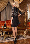 Красиве замшеве сукня з мереживним гіпюром на рукавах і спинці 44-50 розміри чорне, фото 2