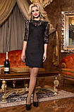 Красиве замшеве сукня з мереживним гіпюром на рукавах і спинці 44-50 розміри чорне, фото 3