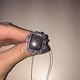 Черный сапфир в серебре кольцо с натуральным черным сапфиром 16-16,5 размер Индия, фото 6