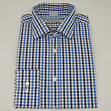 Молодіжна чоловіча сорочка в синьо-чорну клітинку під джинси, фото 2