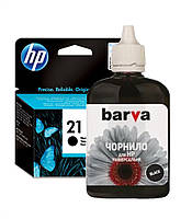 Краска для картриджа HP 21 (21XL) водорастворимая, чёрные чернила, Barva (90мл / флакон)