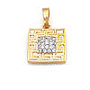 Кулон Квадрат з грецьким малюнком, розсип цирконію, позолота+родій, 18К, фото 2