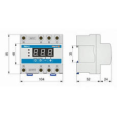 Реле контролю напруги РКН-3, 3P+N, 40А, 400В, (аналог Zubr, Новатек) Electro, фото 4