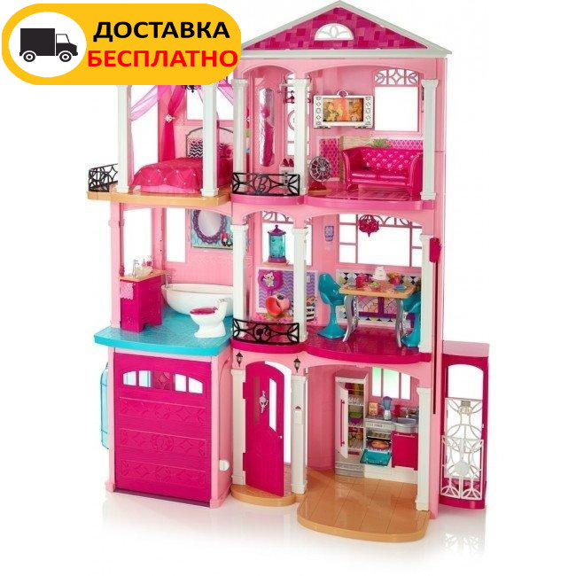 Ігровий набір Barbie Dreamhouse Барбі Будинок мрії Малібу 3-поверховий з ліфтом і басейном FFY84
