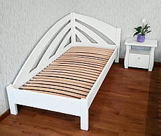 Біле односпальне дерев'яне ліжко з масиву натурального дерева "Райдуга" від виробника 70х190, слонова кістка (ivory)
