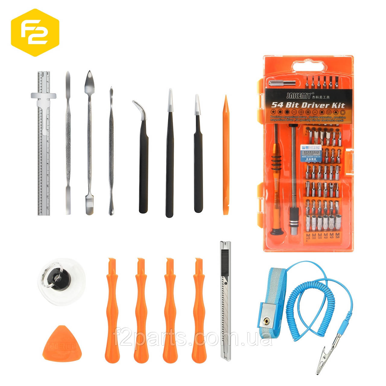 Набір інструментів для ремонту електроніки Jakemy JM-P02, 74 предмети в чохлі-піналі