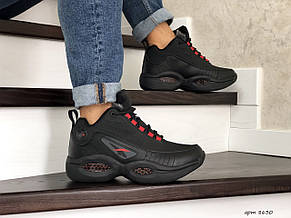 Високі зимові кросівки Reebok I3,чорні з червоним,на хутрі, фото 2