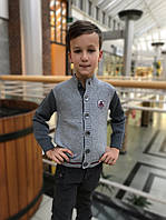 Стильный Детский кардиган для мальчика на пуговицах BIMBUS Италия 153IFFL010 серый