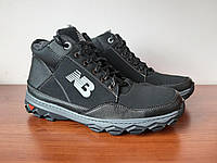 Зимние мужские ботинки черные спортивные теплые прошитые ( код 8355 )