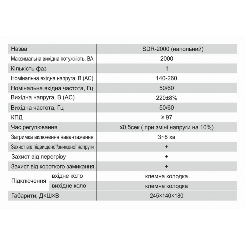 Стабилизатор напряжения SDR-2000 электронный 2,0 кВА Electro - фото 2 - id-p1067977267