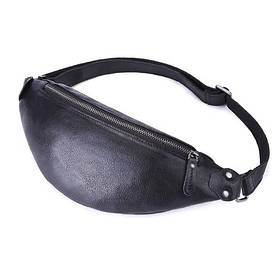 Сумка шкіряна чоловіча поясна. Бананка з натуральної шкіри (чорна)