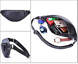 Сумка шкіряна чоловіча поясна. Бананка з натуральної шкіри (чорна), фото 2