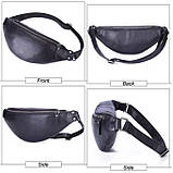 Сумка шкіряна чоловіча поясна. Бананка з натуральної шкіри (чорна), фото 3