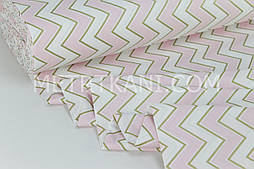 Тканина для постільної білизни ранфорс зиґзаґ рожевий із золотом Туреччина 240 см No WH-2954-1