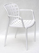Стілець пластиковий для дому /офісу /кафе / дачі Gari Arm , білий 07