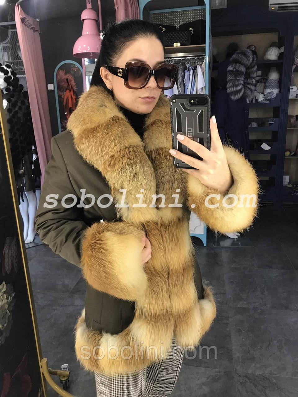 Куртка утеплена з хутром лисиці