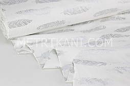 Тканина ранфорс Туреччина 240 см "Пер'я" (глітер) срібло на білому No WH-2960-12