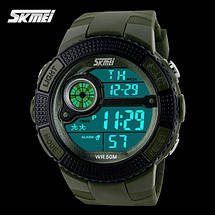 Спортивні годинник Skmei (скмей) 1027 black / blue / army green, фото 2