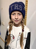 Красивая детская шапка для девочки TRESTELLE Италия T19 515G Синий 54см ӏ Одежда для девочек