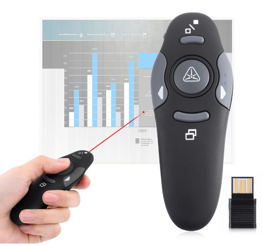 USB презентер із лазерною указкою на батарейках. Пульт для презентацій, фото 1