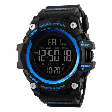 Оригінальні спортивні чоловічі годинники SKMEI (СКМЕЙ) 1384 Black / Blue, фото 2