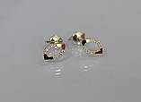 Сережки - гвоздики срібні з золотими пластинами, фото 6