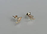 Сережки - гвоздики срібні з золотими пластинами, фото 3